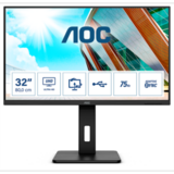 AOC  VA monitor 31,5" U32P2, 2560x1440, 16:9, 350cd/m2, 4ms, 75Hz, 2xHDMI/DP/4xUSB, hangszóró, Pivot, AdaptiveSync U32P2 kép, fotó