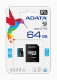 Adata  Memóriakártya MicroSDXC 64GB + Adapter UHS-I CLASS 10 AUSDX64GUICL10A1-RA1 kép, fotó