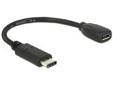Delock  15cm USB Type-C 2.0 apa - USB 2.0 micro-B típusú anya fekete adatkábel 65578 kép, fotó