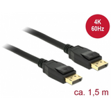 Delock  kábel Displayport 1.2 male/male összekötő 4K 60Hz, 1.5m, fekete 85508 kép, fotó