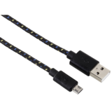 Hama  micro USB - USB A 1m fekete szövet adatkábel 20074 kép, fotó
