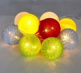 Iris  Gömb alakú 6cm/színes fonott/1,5m/több színű/10db LED-es/USB-s fénydekoráció 104-09 kép, fotó