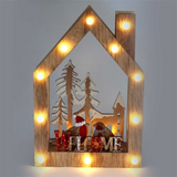 Iris  Karácsonyi ház alakú madarak mintás/20x30x5,5cm/meleg fehér LED-es fa fénydekoráció 309-02 kép, fotó