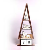 Iris  Karácsonyi ház alakú napi számlálós/16x38x6cm/meleg fehér LED-es fa fénydekoráció 309-03 kép, fotó