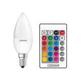 LEDVANCE  Osram Star+ RGBW/matt búra/4,5W/250lm/2700K/E14 távirányítható LED gyertya fényforrás ST CLAS B 25 RGBW 4.5 W/2700K E14 FR kép, fotó
